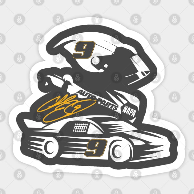 #9 Fan Sign. Helmet Car Sticker by Lifeline/BoneheadZ Apparel